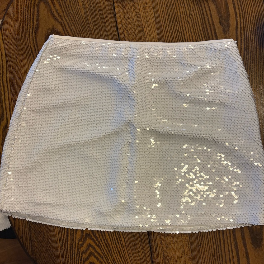 Abercrombie & Fitch White Sequin Mini Skirt